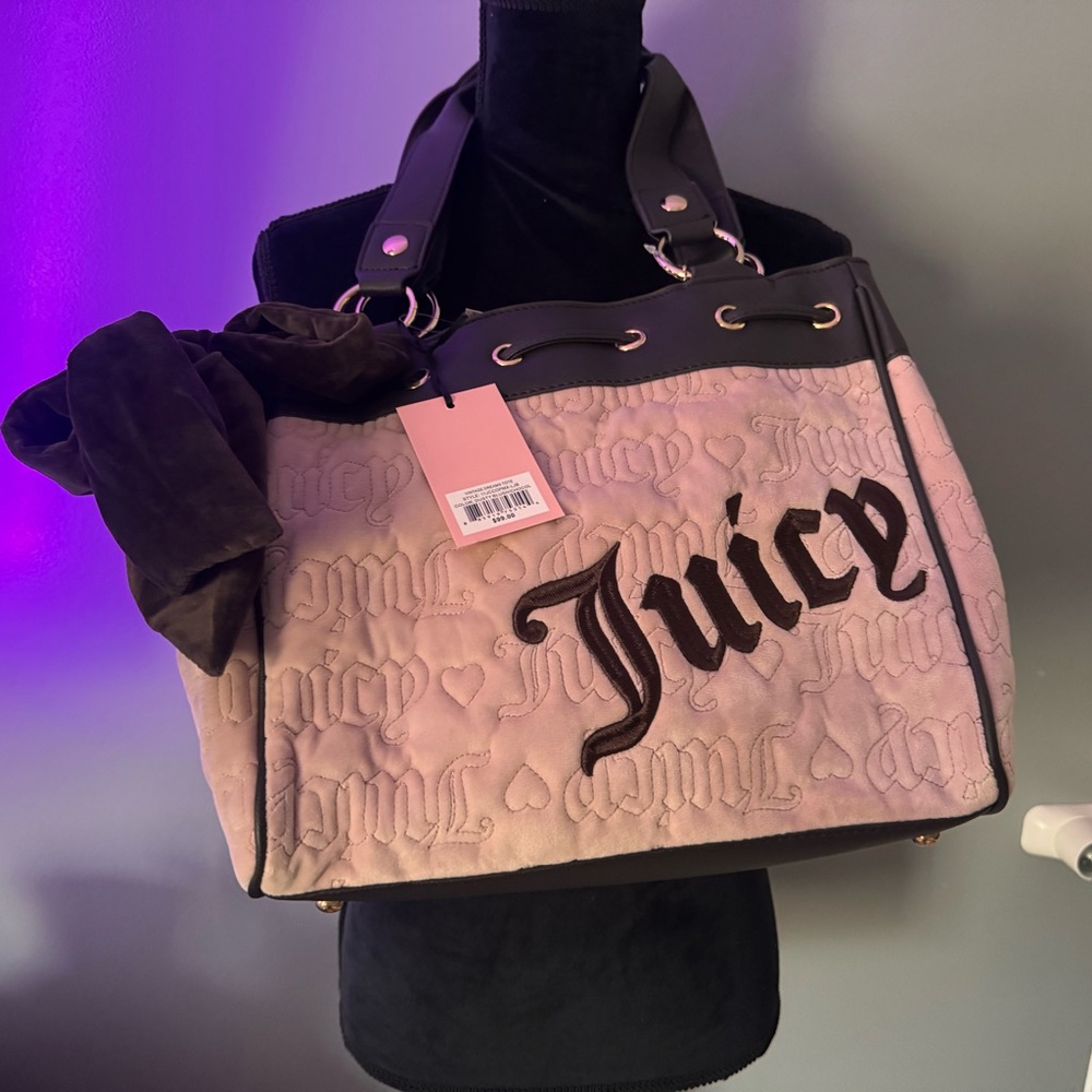 Juicy Couture Vintage Dreams Tote Color; Dusty Blush/Chocolate Daydreamer